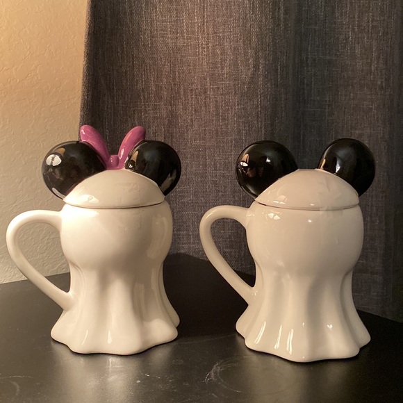 Mickey and Minnie Rare Halloween Ghost Mug Set - Picture 4 of 5